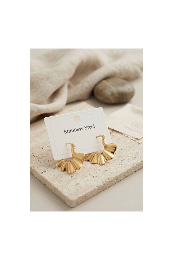 Evimdeyokyok 316L Çelik Gold Renk Yelpaze Model Küpe Tj-Bkp12045