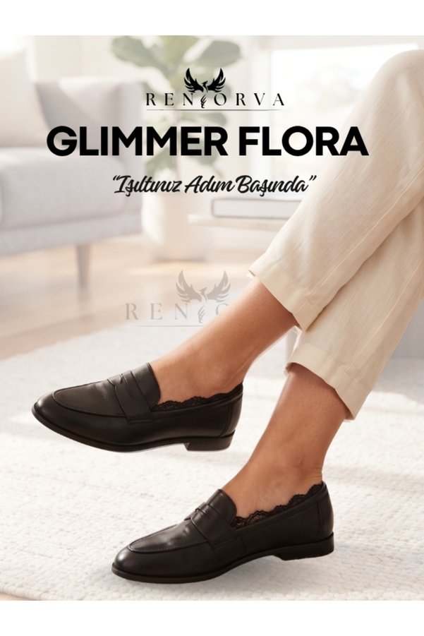 Renorva Glimmer Flora - Şık Dantel Detaylı, Görünmez Babet Ve Loafer Çorabı