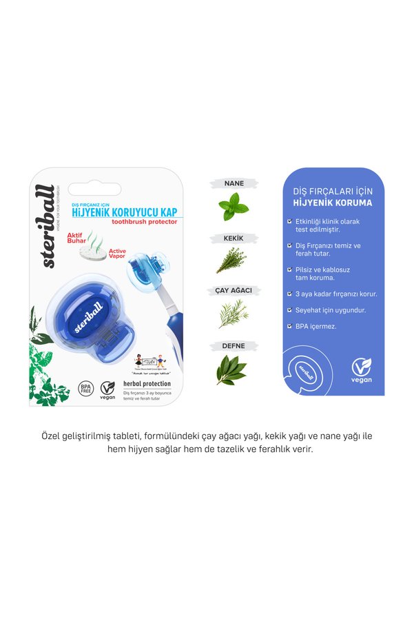 Steriball Diş Fırçası Koruyucu Kapak Mavi 1 Adet