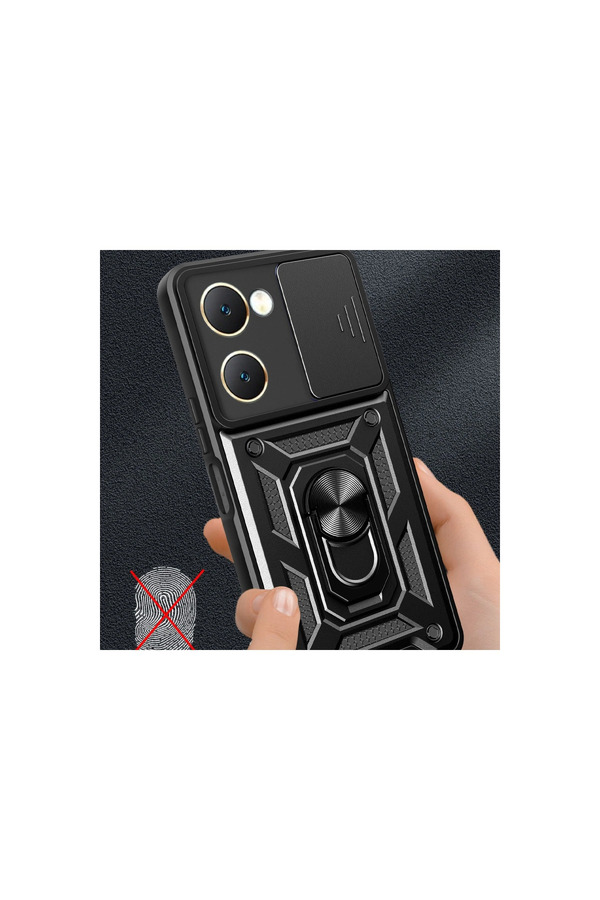 Evimdeyokyok Vivo Y18 Kılıf Pars Lens Yüzüklü Silikon - Kırmızı
