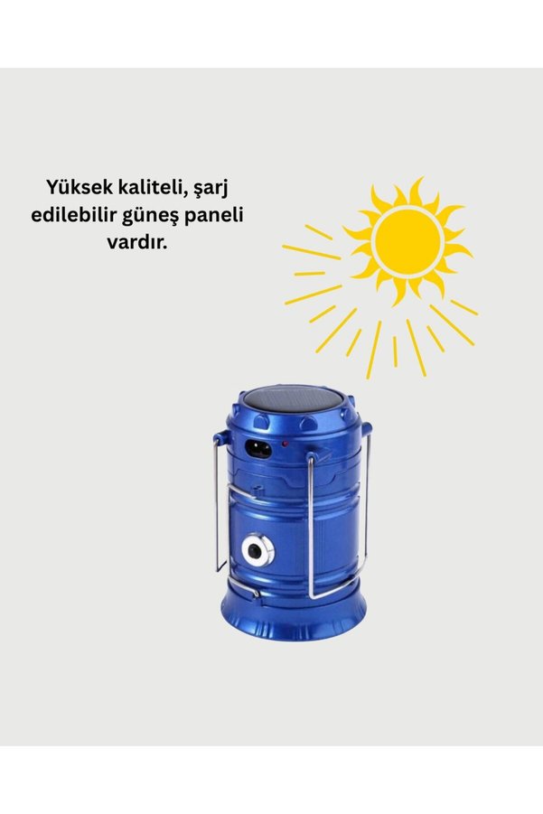 Ezere Güneş Enerjili Kızaklı Şarjlı Büyük Boy Kamp Feneri – Usb Çıkışlı Kat - Karbul1997-6