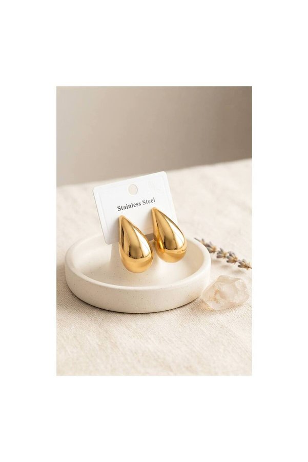 Evi̇mdeyokyok 316L Çeli̇k Gold Renk Damla Model Küpe Tj-Bkp12025