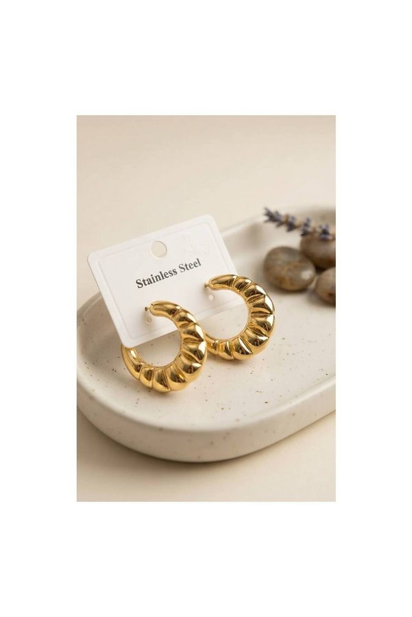 Evi̇mdeyokyok 316L Çeli̇k Gold Renk Retro Model Kalın Gövdeli̇ Küpe Tj-Bkp12049