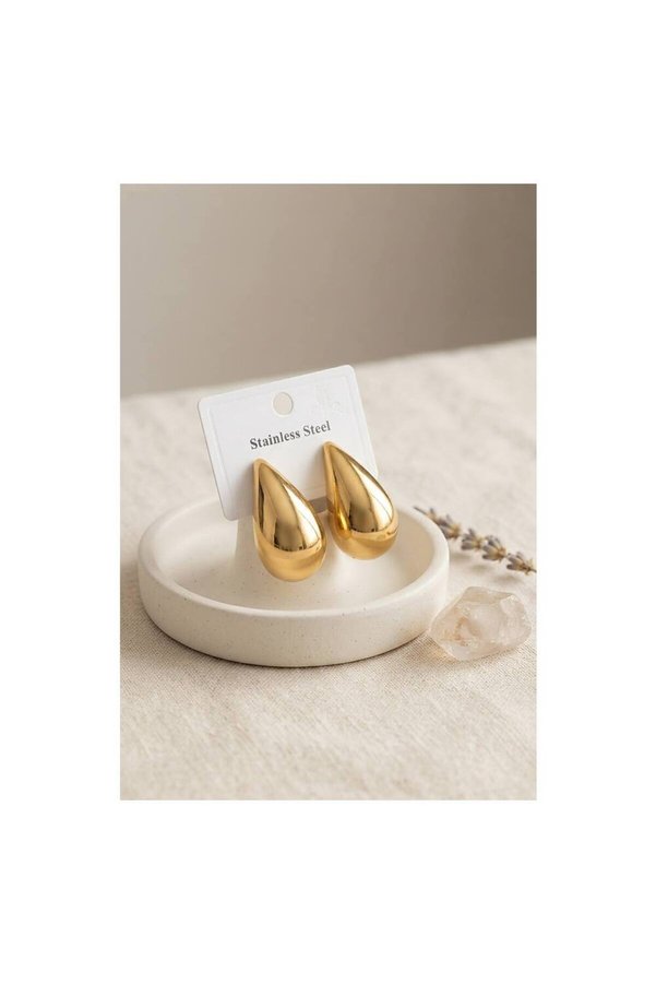 Evimdeyokyok 316L Çelik Gold Renk Damla Model Küpe Tj-Bkp12025