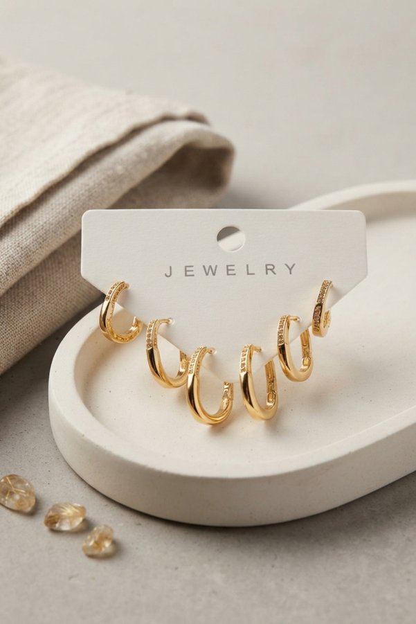 Evimdeyokyok Gold Renk Zirkon Taşlı Pirinç İnce Kare Halka Model Kadın Küpe Seti Tj-Bkp12161