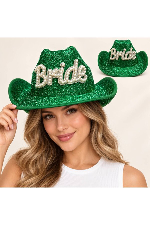 Go İthalat Yeşil Bride Gelin Şapkası – Parıltılı Bekarlığa Veda Şapkası () Glbl-Stl57839