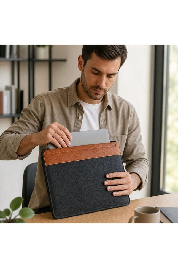 Go İthalat 15.6 İnç Mıknatıslı Keçe Laptop Ve Evrak Çantası, Notebook Bilgisayar Ve Dosya Taşıma Çantası () Glb