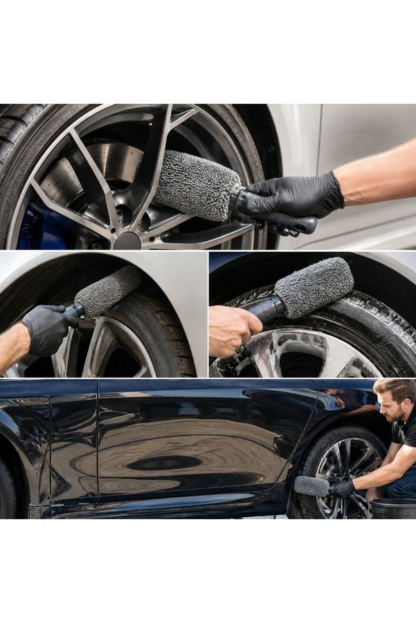Go İthalat Mikrofiber Jant Temizleme Fırçası Yumuşak Çizmez Saplı Araba Motosiklet Lastik Yıkama Bakım Süngeri