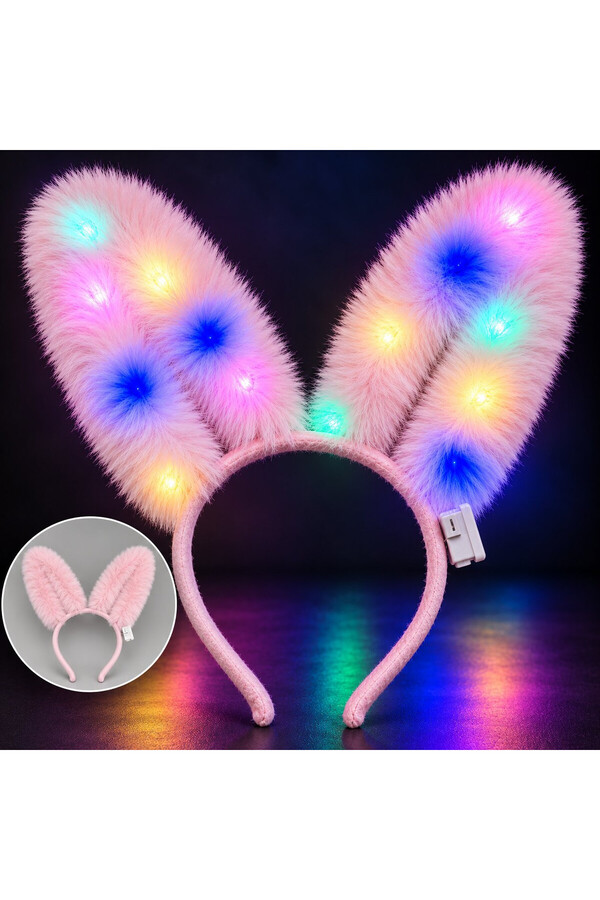 Evimdeyokyok 3 Modlu Led Işıklı Peluş Tavşan Kulağı Pembe Renk