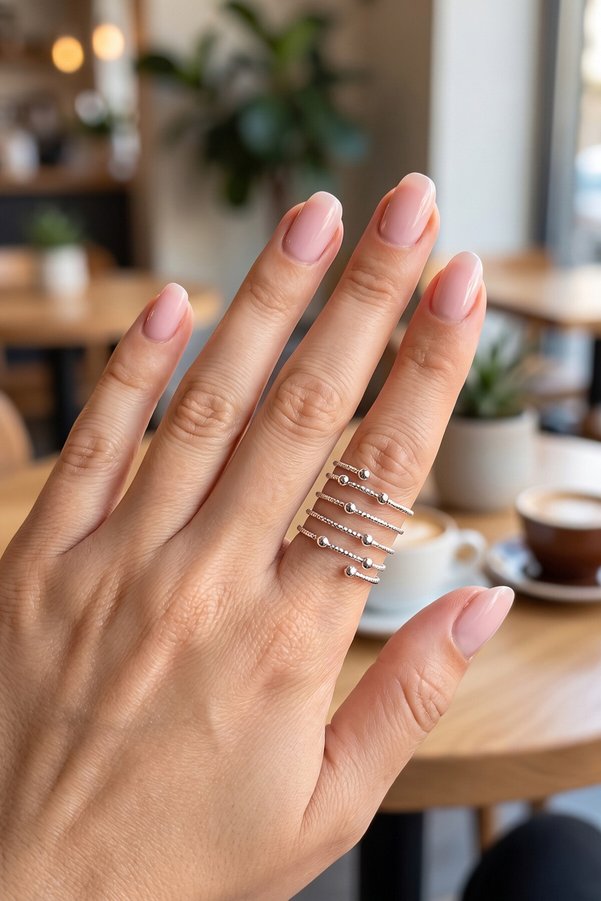 Evimdeyokyok Pirinç Gümüş Renk Spiral Topçuklu Model Kadın Yüzük Tj-Byk4331