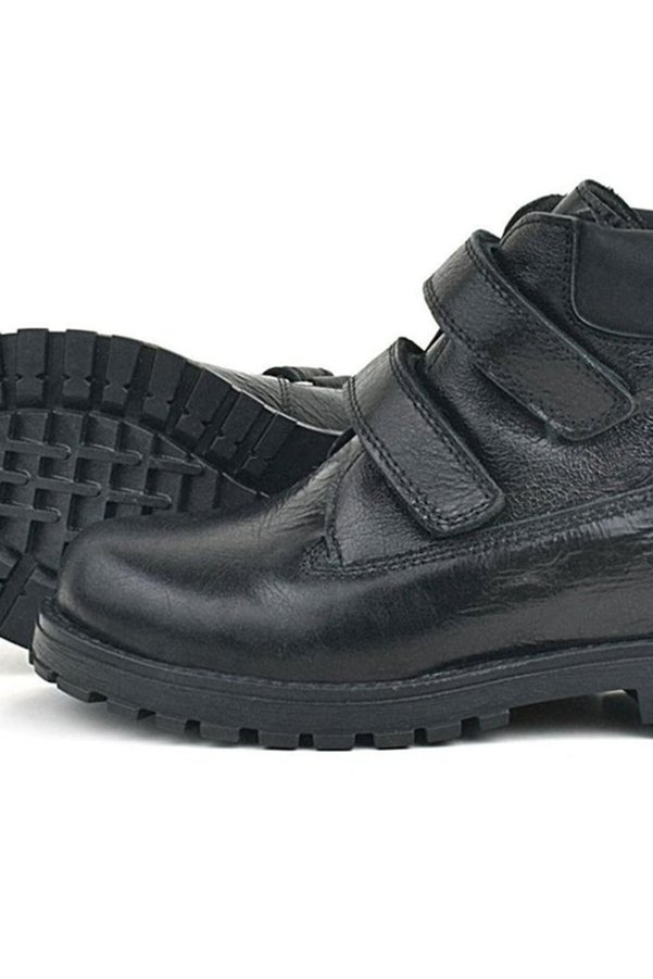 Ortopedikal Rakerplus Neson 9055-Sr Siyah Rugan % 100 Hakiki Deri Cırtlı Unisex Bebek Çocuk Bot