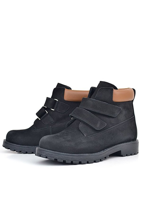 Ortopedikal Rakerplus Neson 9055-Sn Siyah Nubuk % 100 Hakiki Deri Cırtlı Unisex Bebek Çocuk Bot