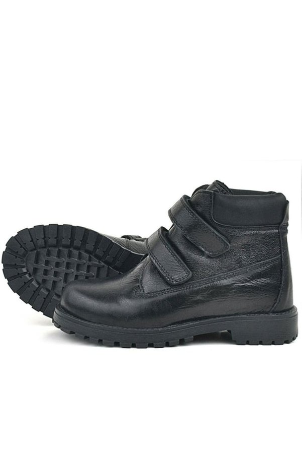 Ortopedikal Rakerplus Neson 9055-Sr Siyah Rugan % 100 Hakiki Deri Cırtlı Unisex Bebek Çocuk Bot