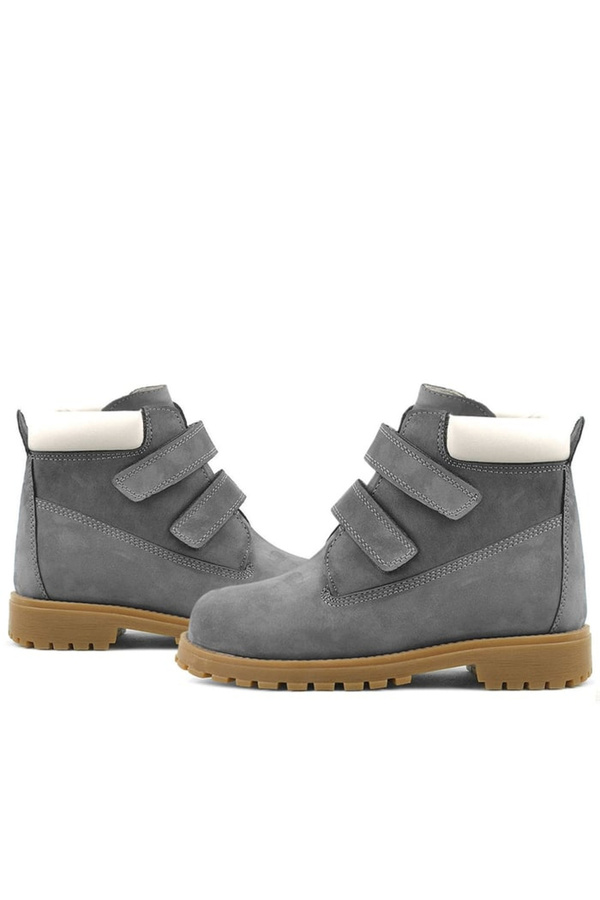 Ortopedikal Rakerplus Neson 9055-Gr Gri % 100 Hakiki Deri Cırtlı Unisex Bebek Çocuk Bot