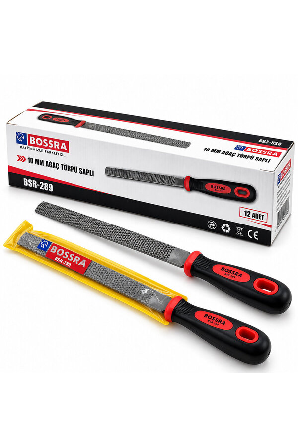 Go İthalat 12 Adet 10 Inc İnc Balık Sırtı Ağaç - Metal Törpüsü Metal Eğe Kauçuk Plastik Saplı () Glbl-Stl57839