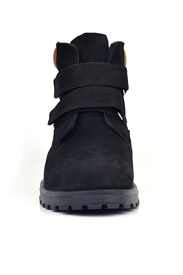 Ortopedikal Rakerplus Neson 9055-Sn Siyah Nubuk % 100 Hakiki Deri Cırtlı Unisex Bebek Çocuk Bot