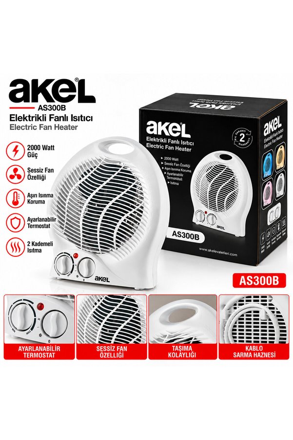 Go İthalat Sıcak - Soğuk Elektrikli Fanlı Isıtıcı 2 Kademe Hız Ayar Hızlı Isıtma - Sessiz Fan 2000W As-300B ()