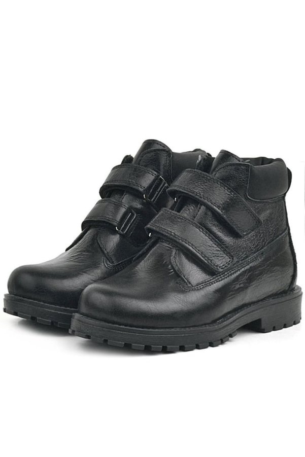 Ortopedikal Rakerplus Neson 9055-Sr Siyah Rugan % 100 Hakiki Deri Cırtlı Unisex Bebek Çocuk Bot