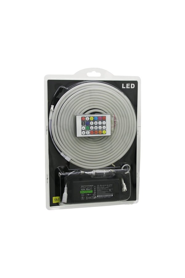 Go İthalat 5Mt Kumandalı - Adaptörlü Neon Şerit Led 12V () Glbl-Stl57839