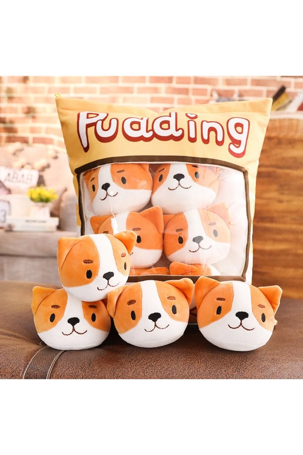 Ethab Ticaret Glbl-Tstil4136 Pudding Peluş Yastık - 8 Mini Peluş - Oyuncaklı Yastık
