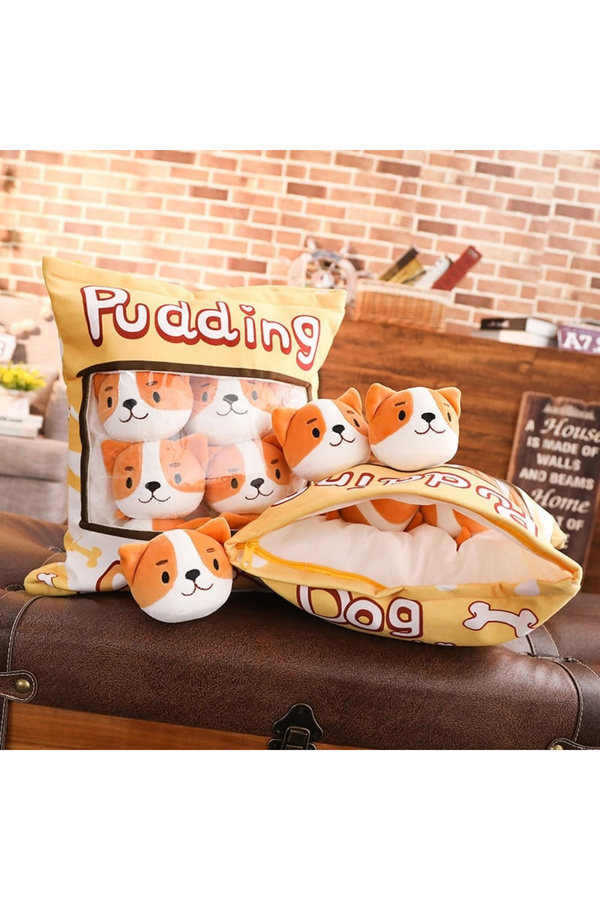Ethab Ticaret Glbl-Tstil4136 Pudding Peluş Yastık - 8 Mini Peluş - Oyuncaklı Yastık