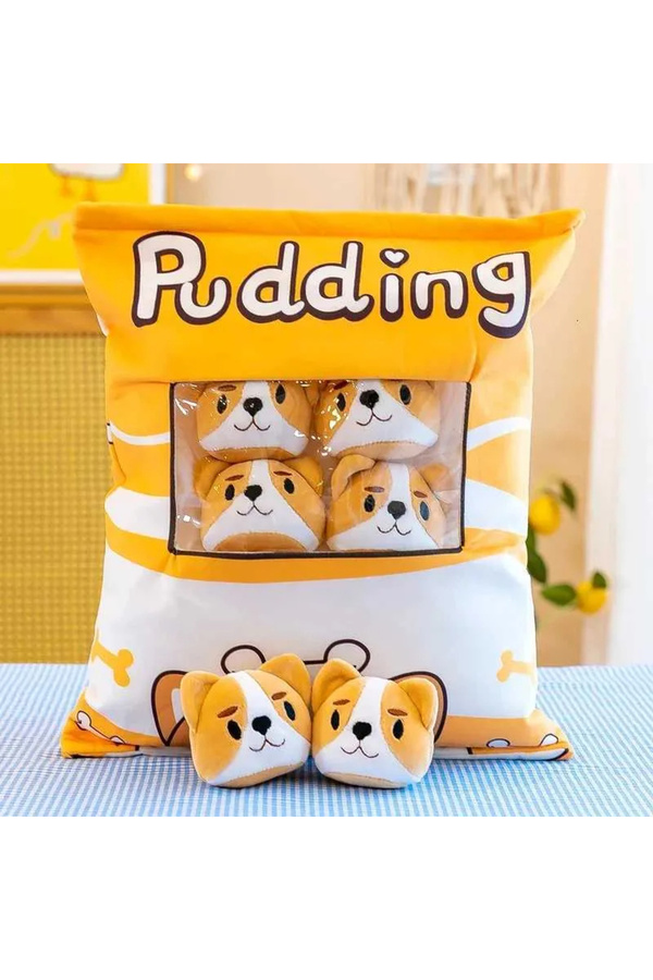 Ethab Ticaret Glbl-Tstil4136 Pudding Peluş Yastık - 8 Mini Peluş - Oyuncaklı Yastık