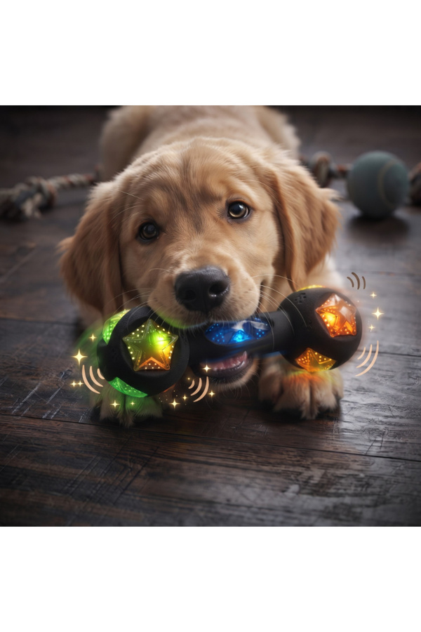 Ethab Ticaret Glbl-Tstil4136 Kemik Tasarımlı Köpek Isırma Oyuncağı - Sesli - Işıklı