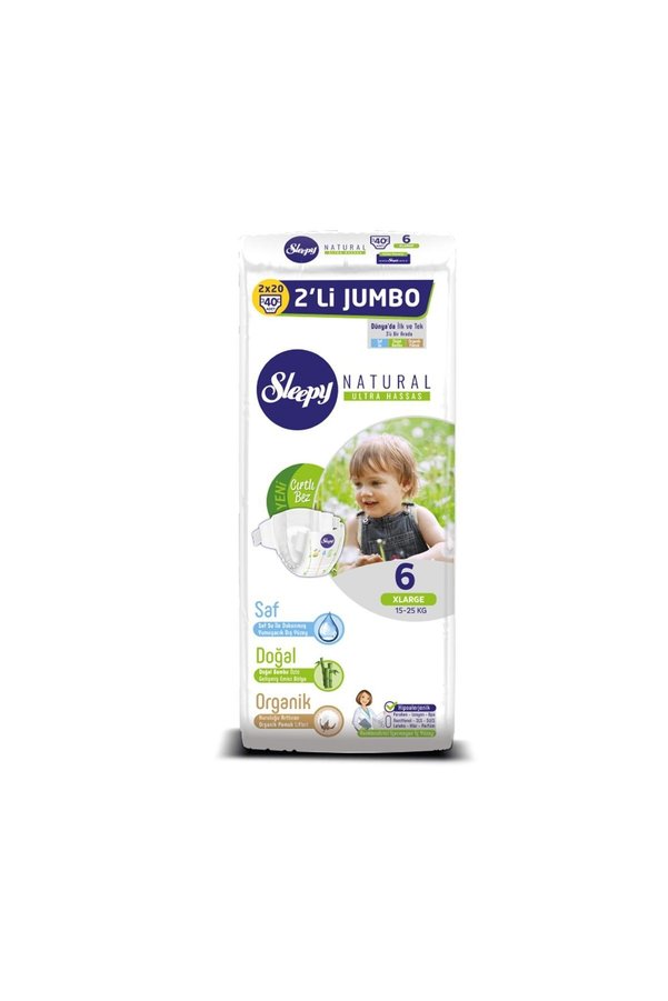 Sleepy Natural Bebek Bezi 6 Beden Xlarge 2 Li Jumbo 40 Adet