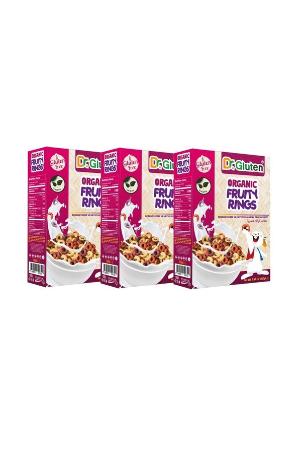 Dr.gluten Dr. Gluten Organik Glutensiz Sebze Ve Meyve Sulu Halka Tahıl Gevreği 225 G X3 Adet