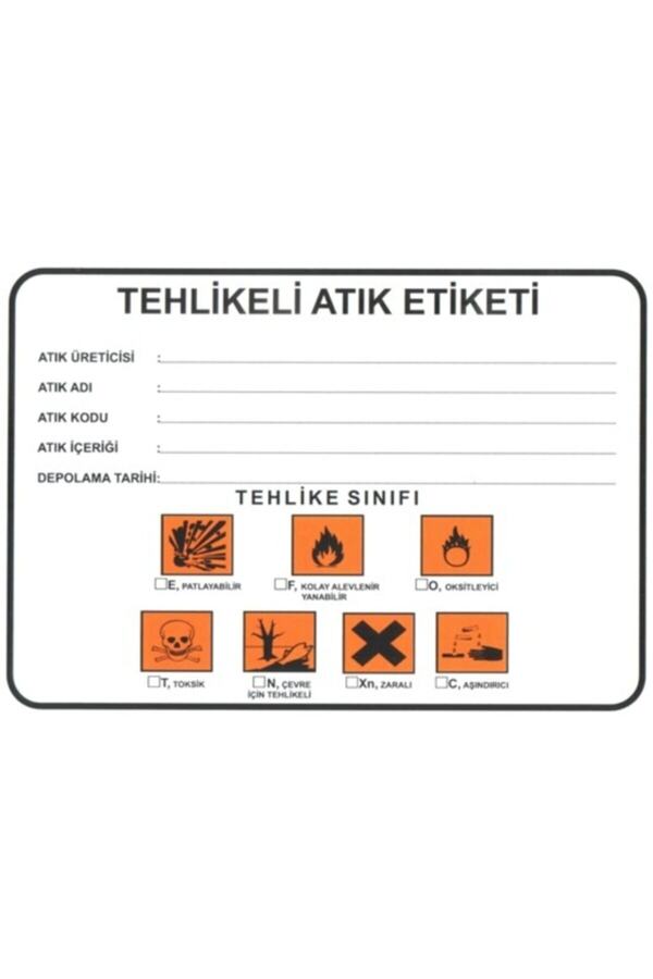 Kamusalmarket Tehlikeli Atık Etiketi 15X21 Cm