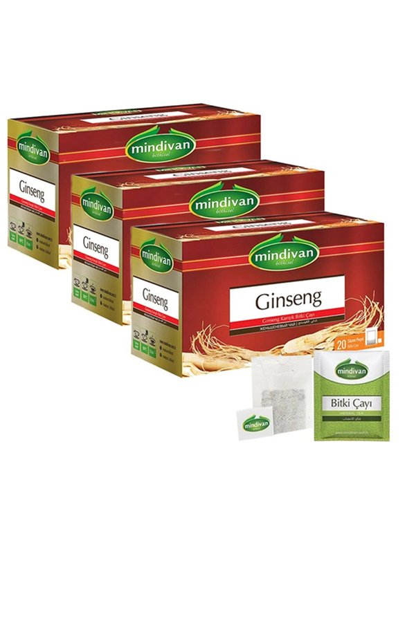 Mindivan Ginseng Çayı 20 Li Premium Süzen Poşet, 3 Adet