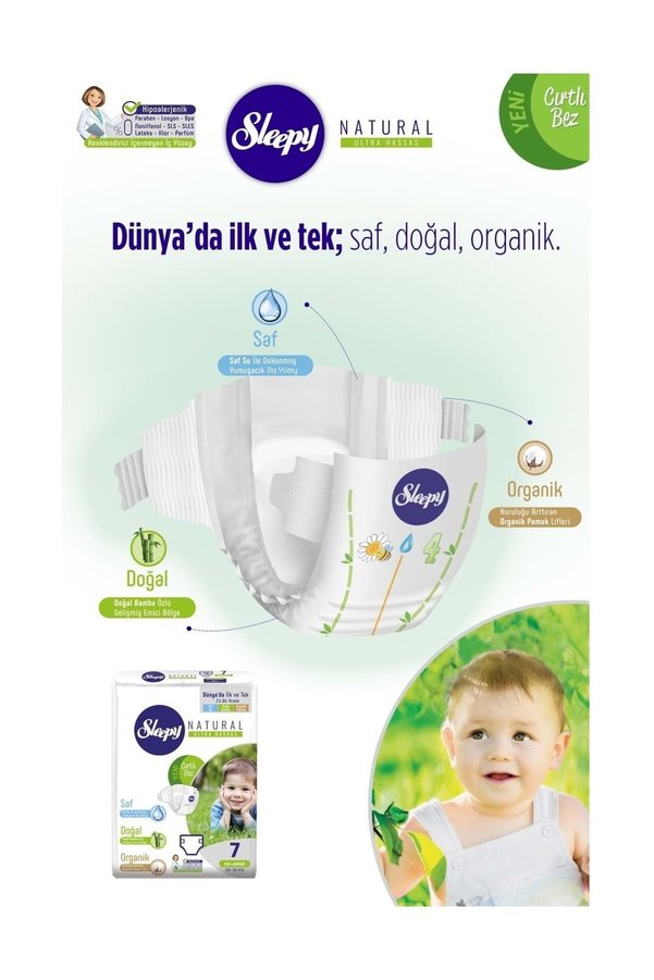 Sleepy Bebek Bezi Naturel Beden7 (20-30Kg) Xx Large 128 Adet Dev Ultra Fırsat Pk