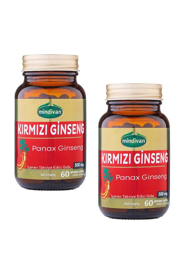 Mindivan Kırmızı Ginseng Ekstraktı 60 Kapsül Panax Ginseng Red Ginseng X2 Adet