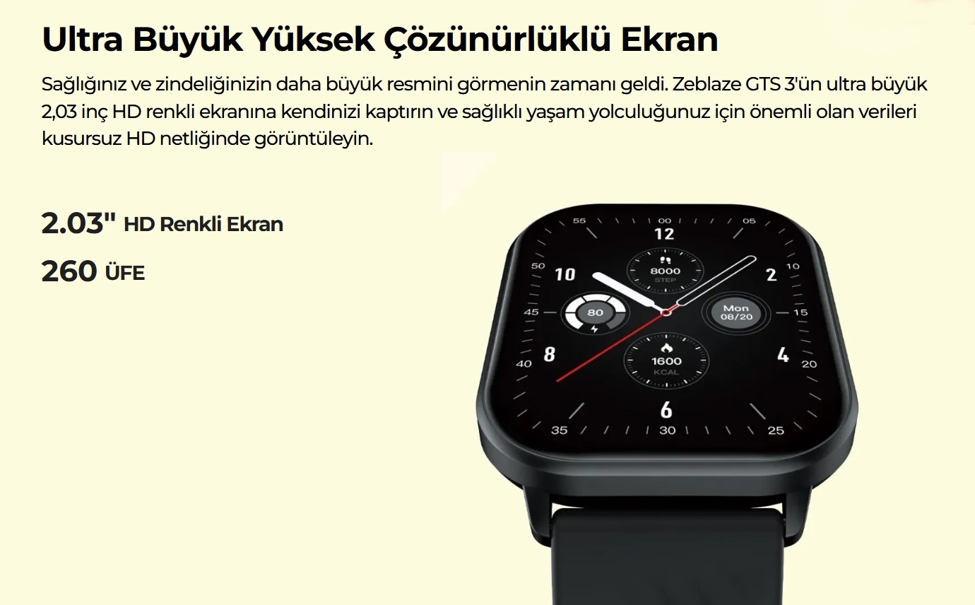 Zeblaze Gts 3 Akıllı Saat (Zeblaze Türkiye Garantili) Siyah