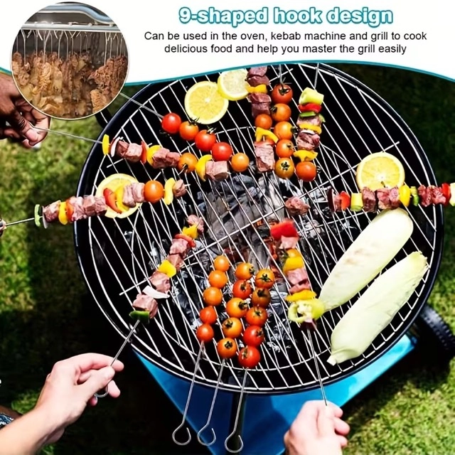 Evimdeyokyok 10 Adet Paslanmaz Çelik Mangal Şişi Seti – 20 Cm Metal Çöp Şiş Ve Izgara Şişleri