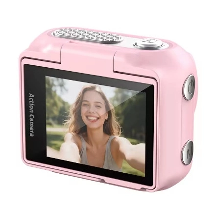 Evimdeyokyok 1080P Dijital Video Kamera (32Gb) Kart Dijital Vlog Fotoğraf Makinesi Türkçe Pembe