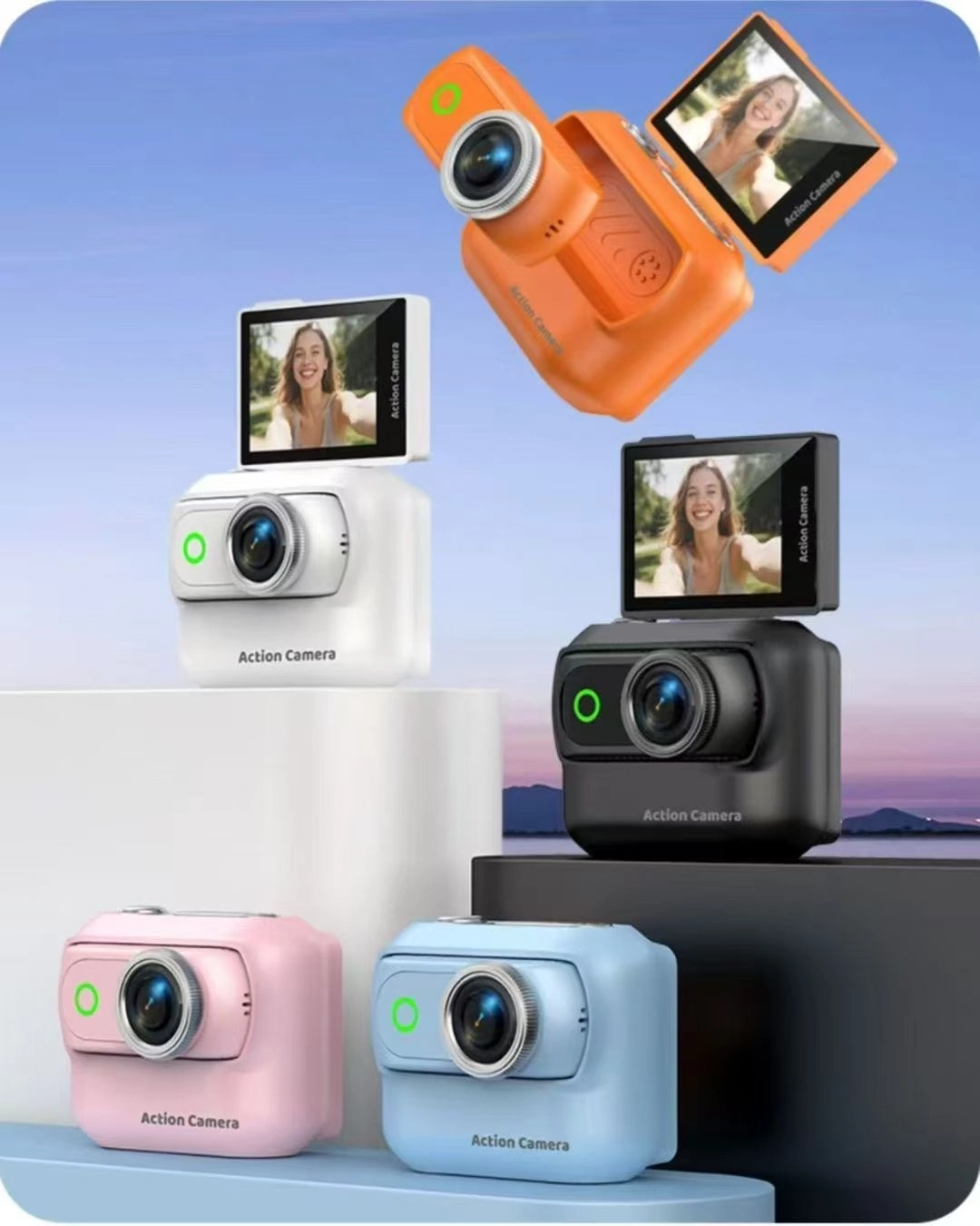 Evimdeyokyok 1080P Dijital Video Kamera (32Gb) Kart Dijital Vlog Fotoğraf Makinesi Türkçe Pembe