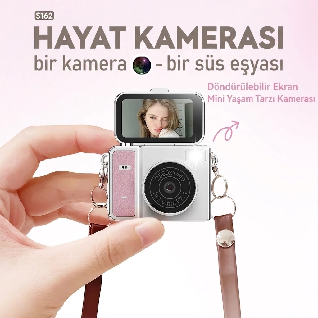 Evimdeyokyok 2K Mini Dijital Retro Video Kamera Flaşlı Dijital Vlog Mini Fotoğraf Makinesi Türkçe Menü Yeşil