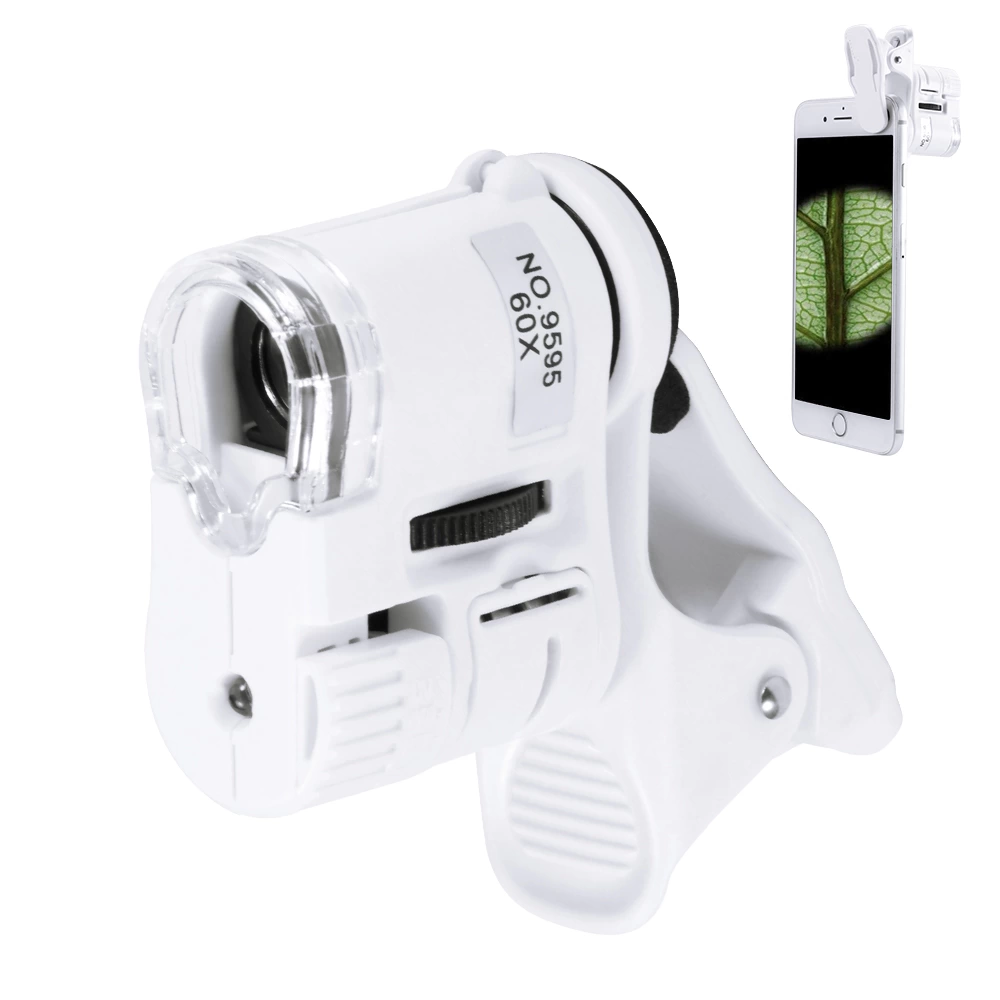Evimdeyokyok 60X Mini Cep Telefonu Için Mandallı Mikroskop Uv Ledli Büyüteç Model Al2431