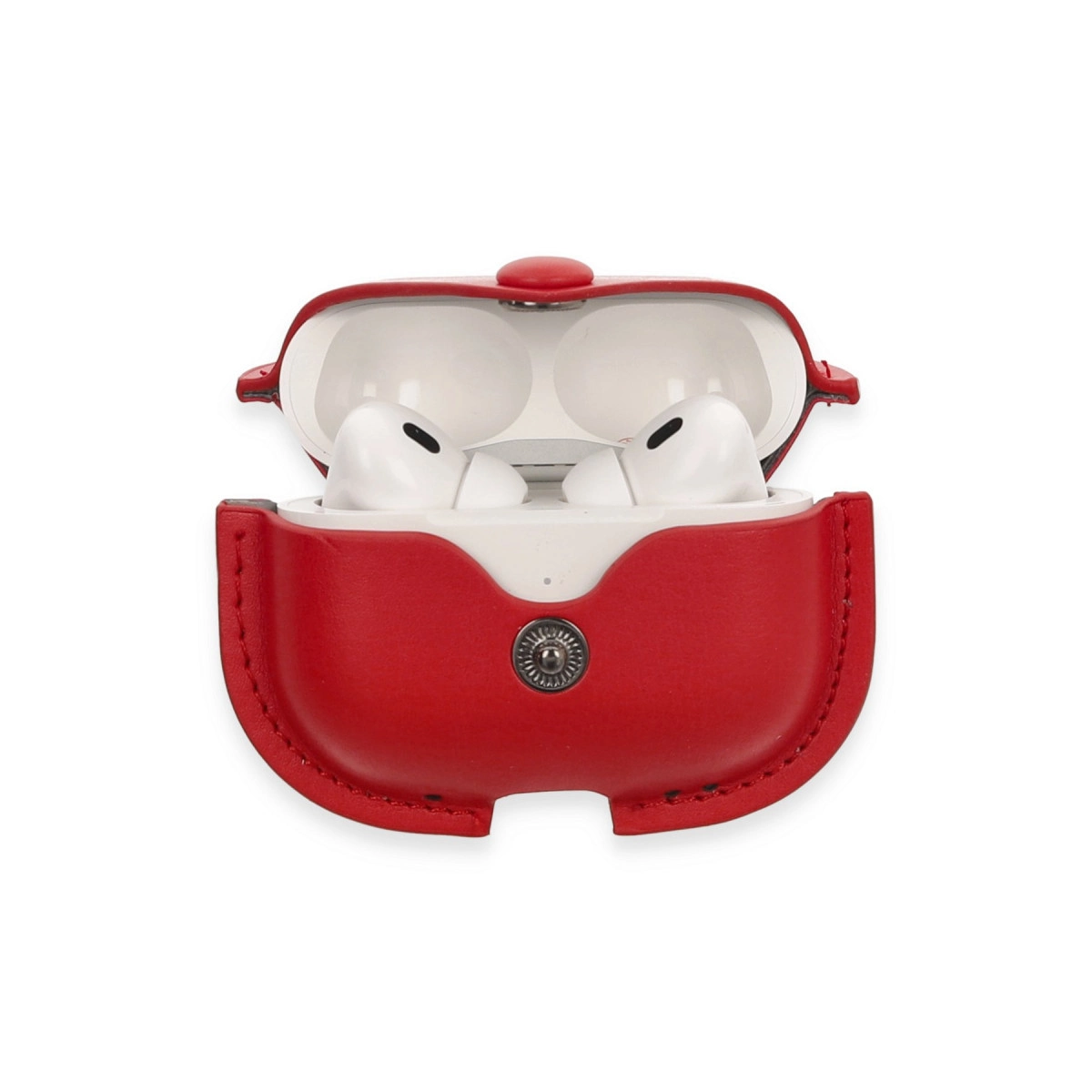 Evimdeyokyok Apple Airpods Pro 2 (2.Nesil) Çanta Deri Kılıf - Kırmızı