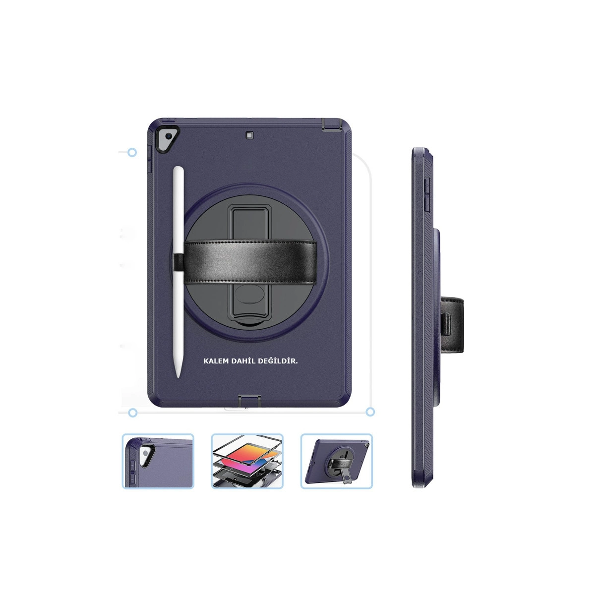Evimdeyokyok Apple İpad 10.2 (7.Nesil) Kılıf Hand Strap Tablet Kılıfı - Lacivert