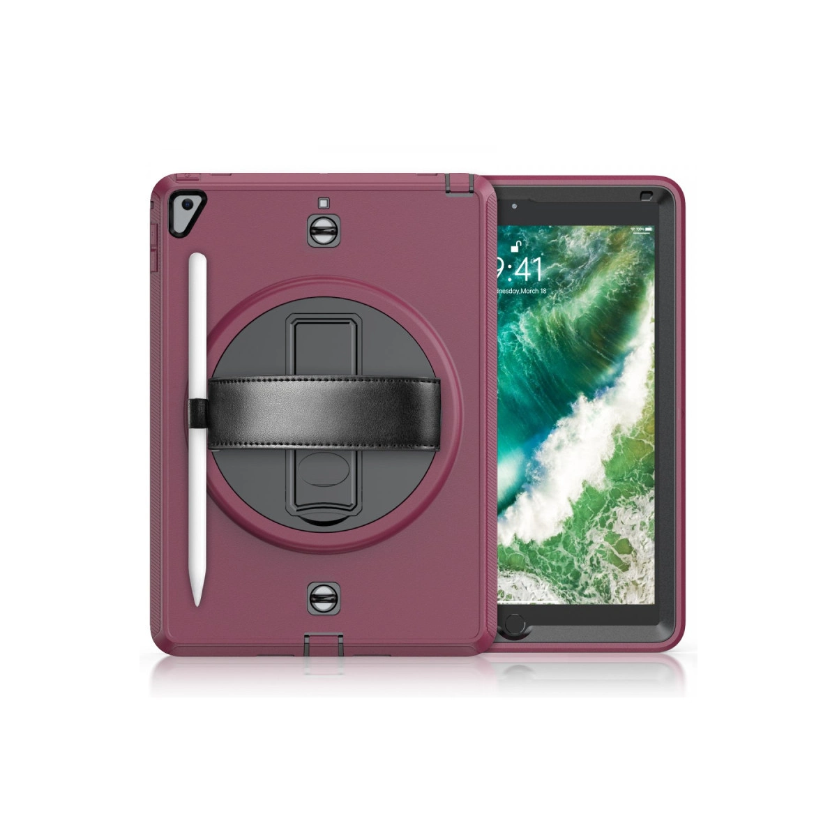 Evimdeyokyok Apple İpad 5 Air 9.7 Kılıf Strap-C Otterbox Tablet Kapak - Mürdüm