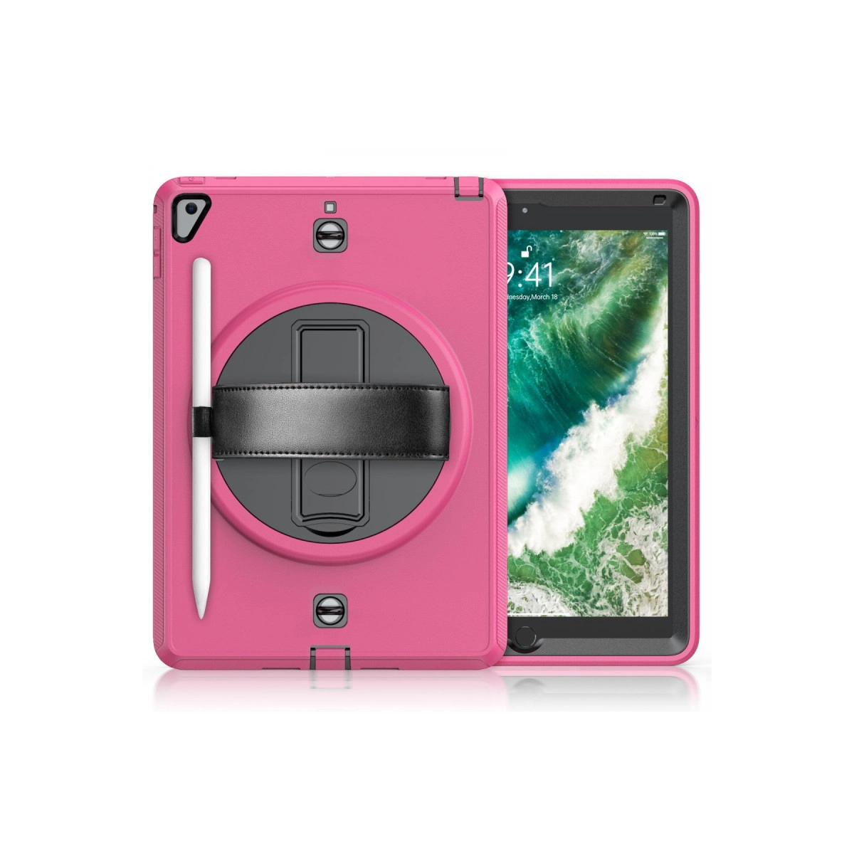Evimdeyokyok Apple İpad 5 Air 9.7 Kılıf Strap-C Otterbox Tablet Kapak - Pembe