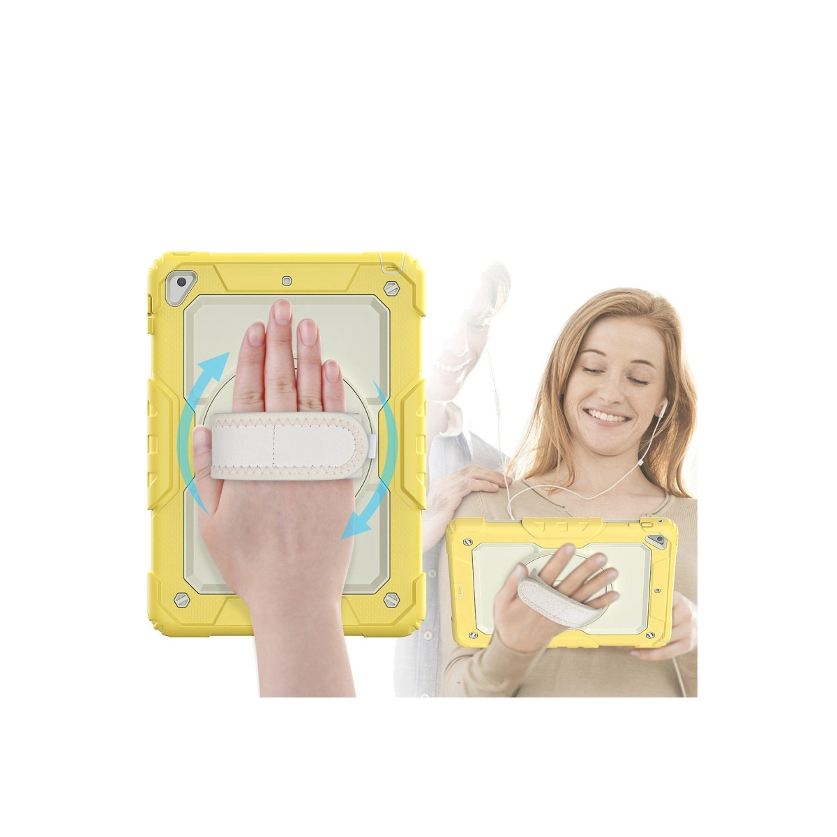 Evimdeyokyok Apple İpad 5 Air 9.7 Kılıf Strap New Tablet Kapak - Sarı