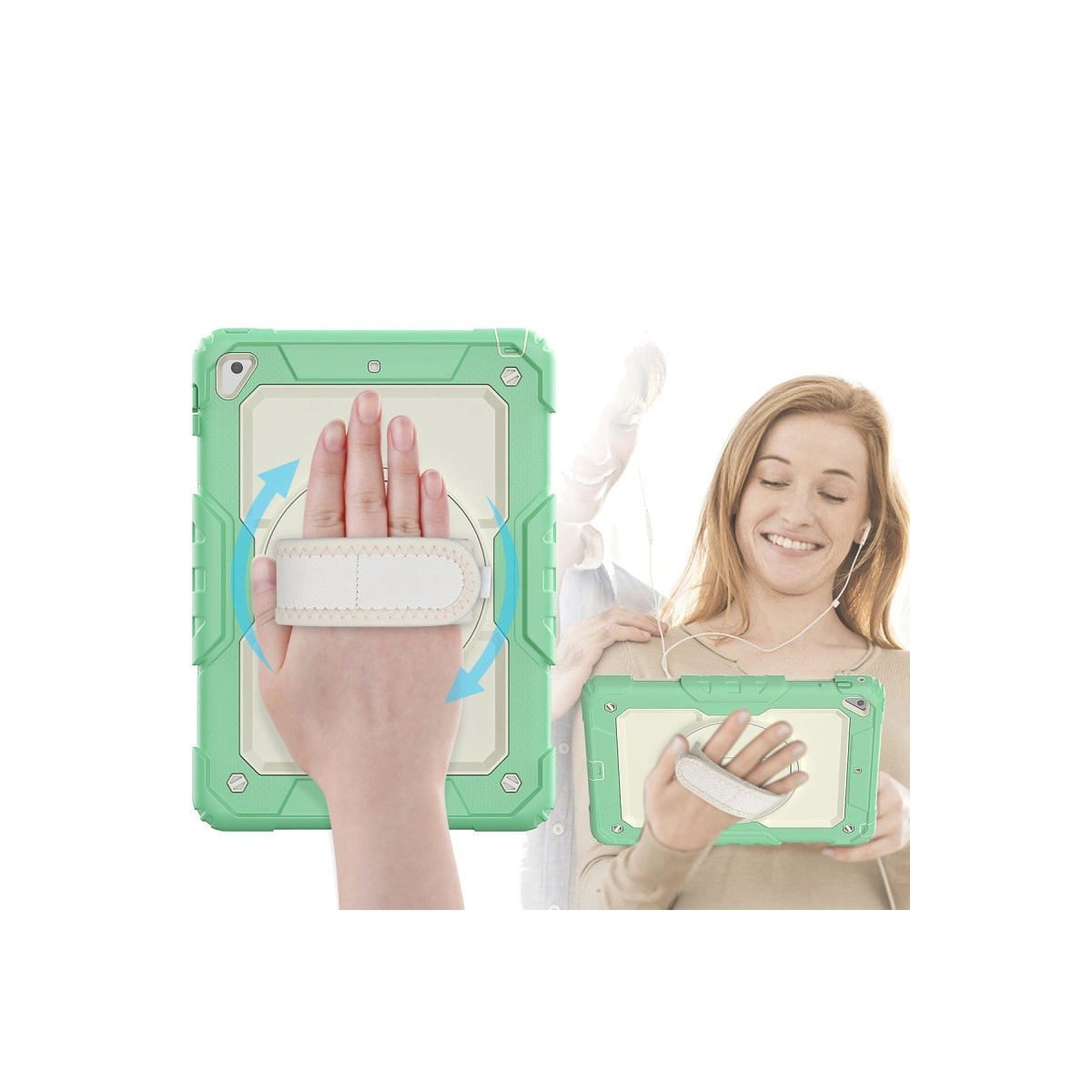 Evimdeyokyok Apple İpad 5 Air 9.7 Kılıf Strap New Tablet Kapak - Yeşil