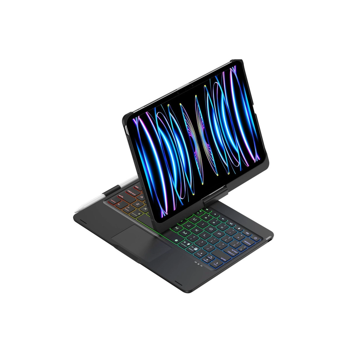 Evimdeyokyok Apple İpad Pro 11 (2024) F11 Ats Kılıf Magic Dönen Klavyeli Tablet Kılıf - Siyah
