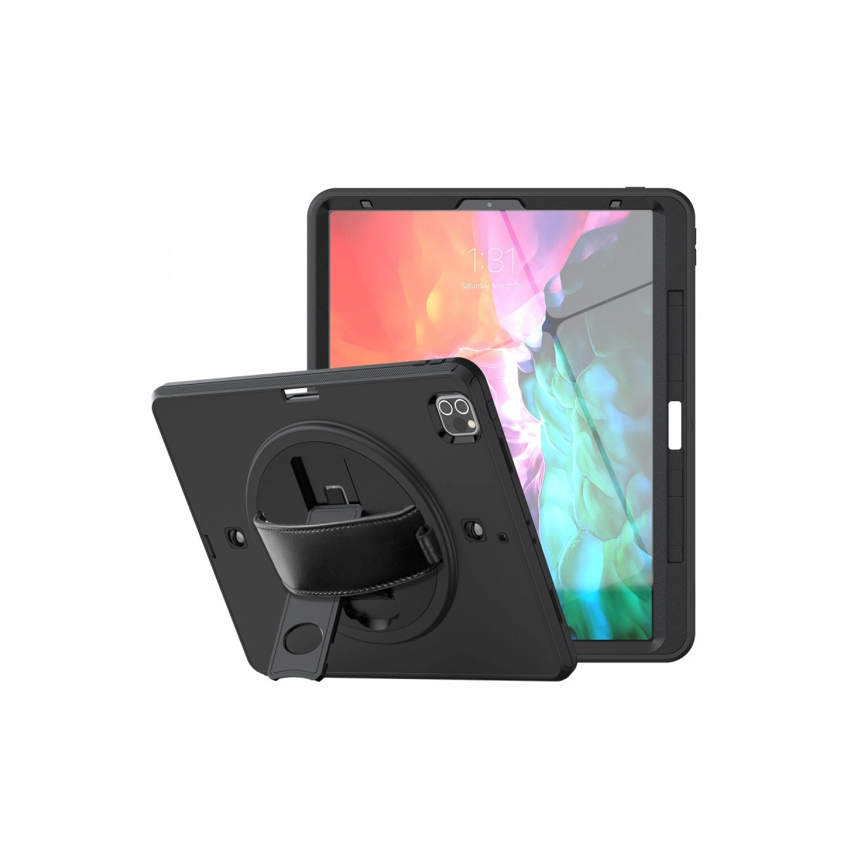 Evimdeyokyok Apple İpad Pro 12.9 (2021) Kılıf Strap-C Otterbox Tablet Kapak - Siyah