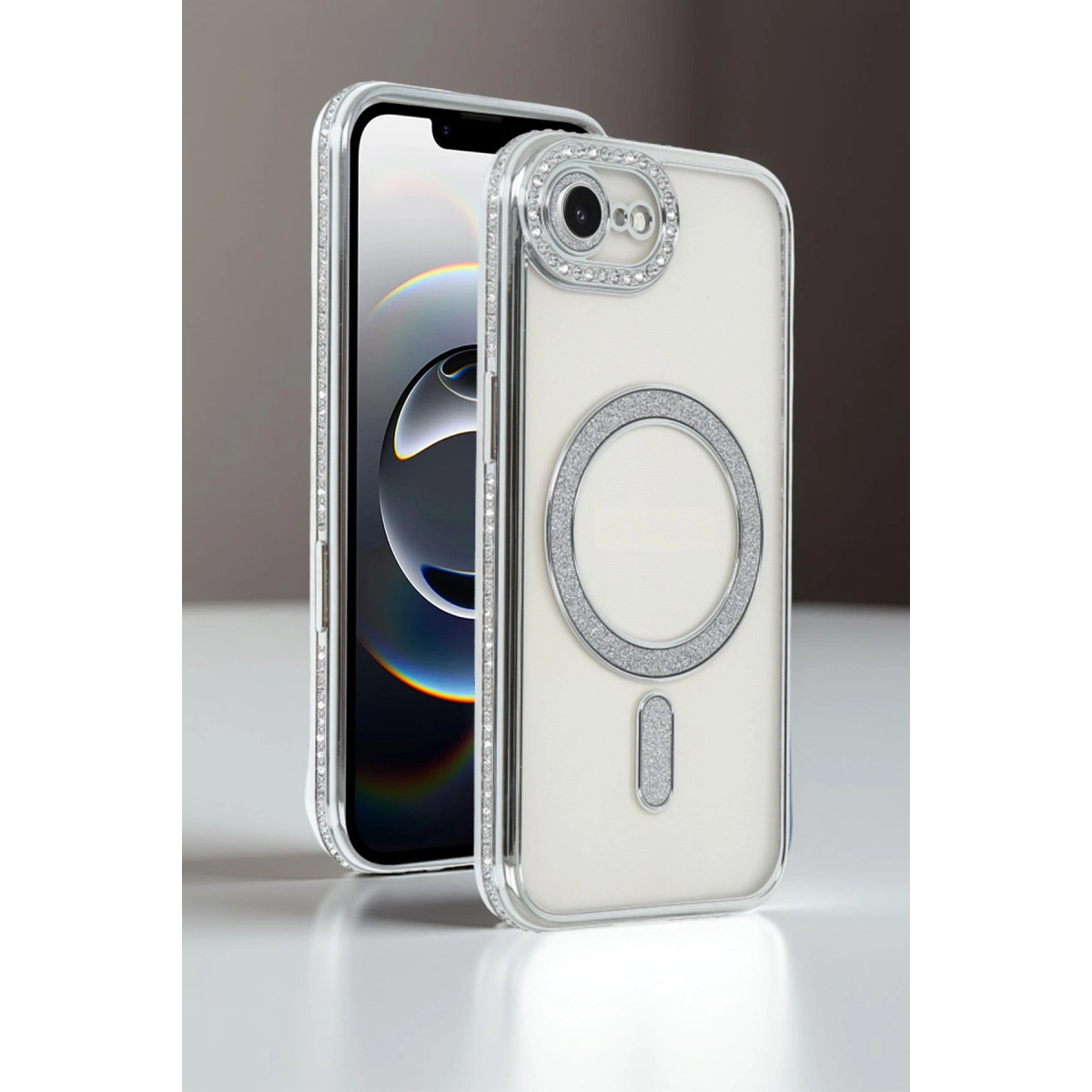 Evimdeyokyok Apple İphone 16E Joke Simli Magneticsafe Kılıf - Gümüş
