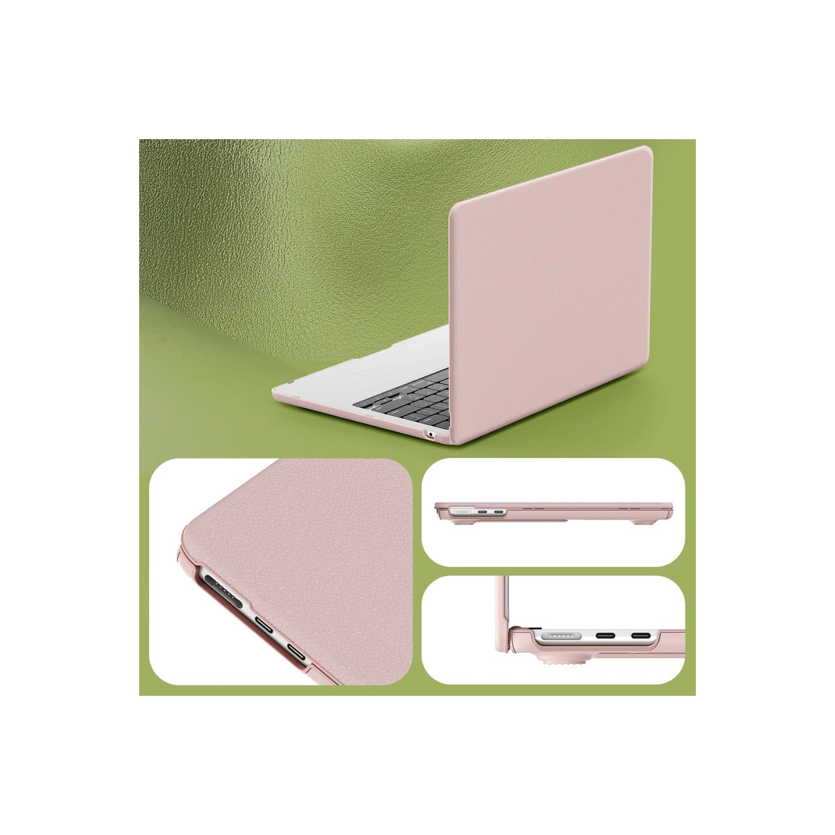 Evimdeyokyok Apple Macbook Air 15 2024 Macbook Deri Kapak - Pembe