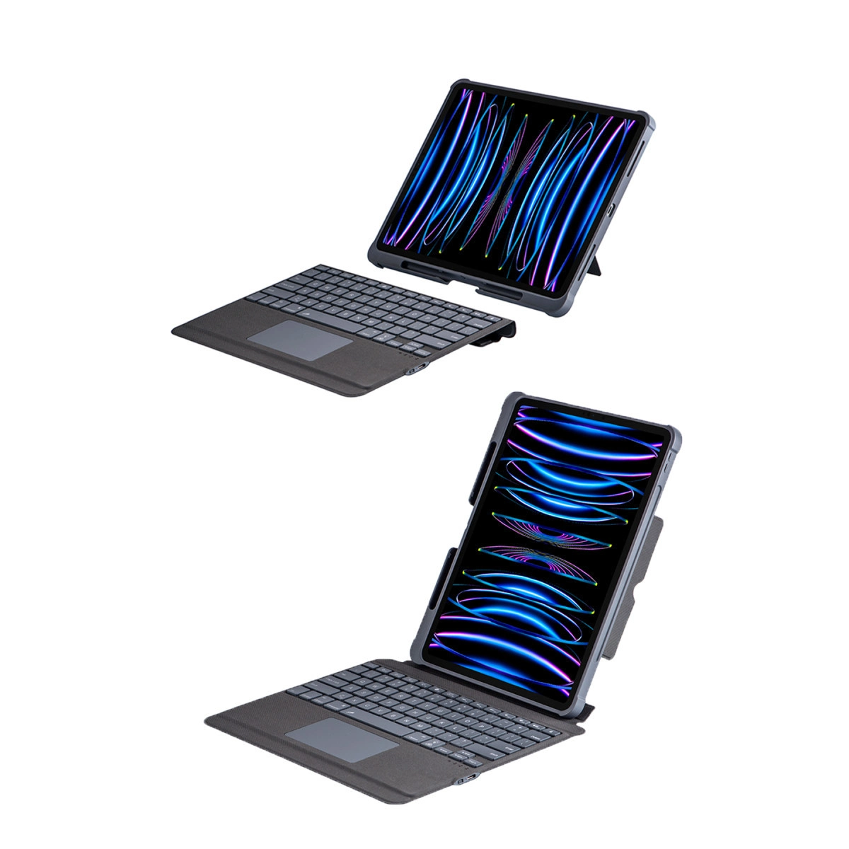 Evimdeyokyok Apple T5509D İpad Pro 12.9 (2022) Kılıf Palermo Ledli Klavyeli Standlı Tablet Kılıfı - Siyah